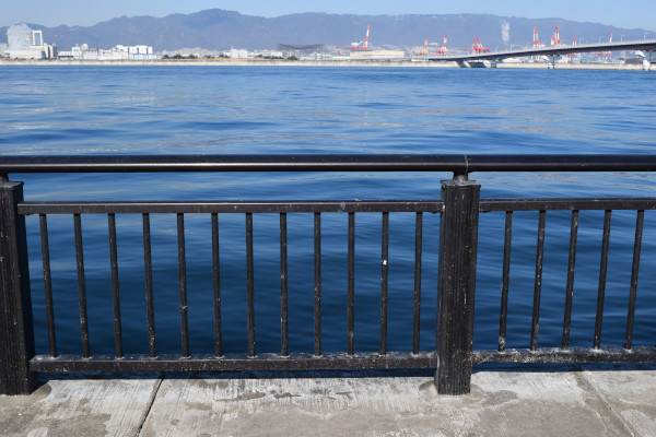 神戸空港の釣りポイントのフェンス
