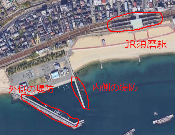 須磨浦漁港の航空写真