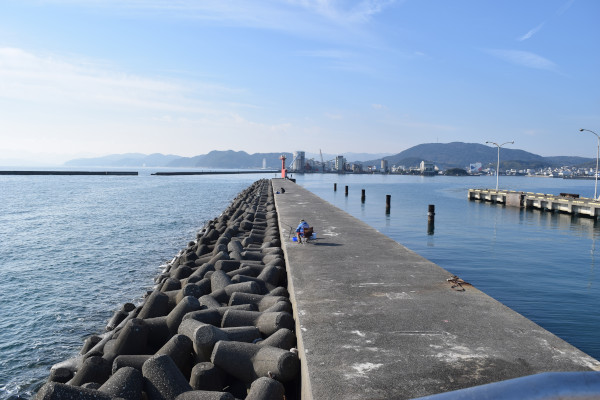 津名港外側の堤防