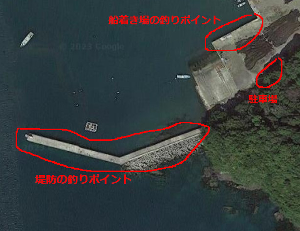 三浦漁港の釣りポイント航空写真