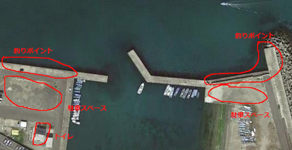 太地漁港の釣りポイント航空写真