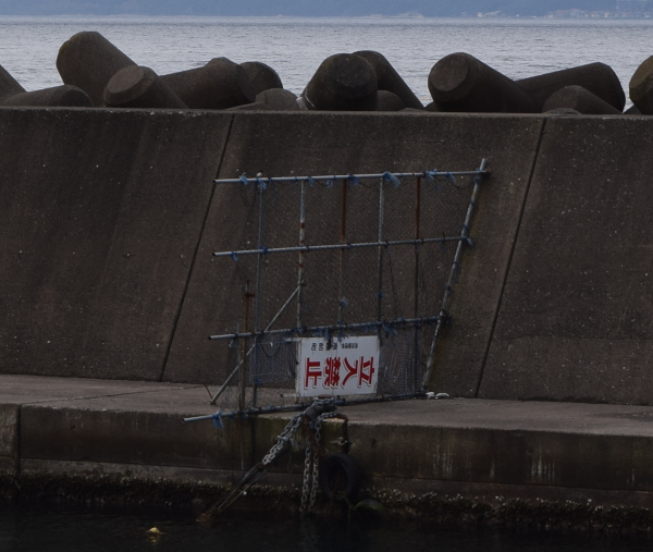 甲楽城漁港の立入禁止フェンス