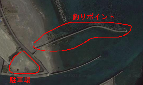 相賀浦漁港の釣りポイント航空写真
